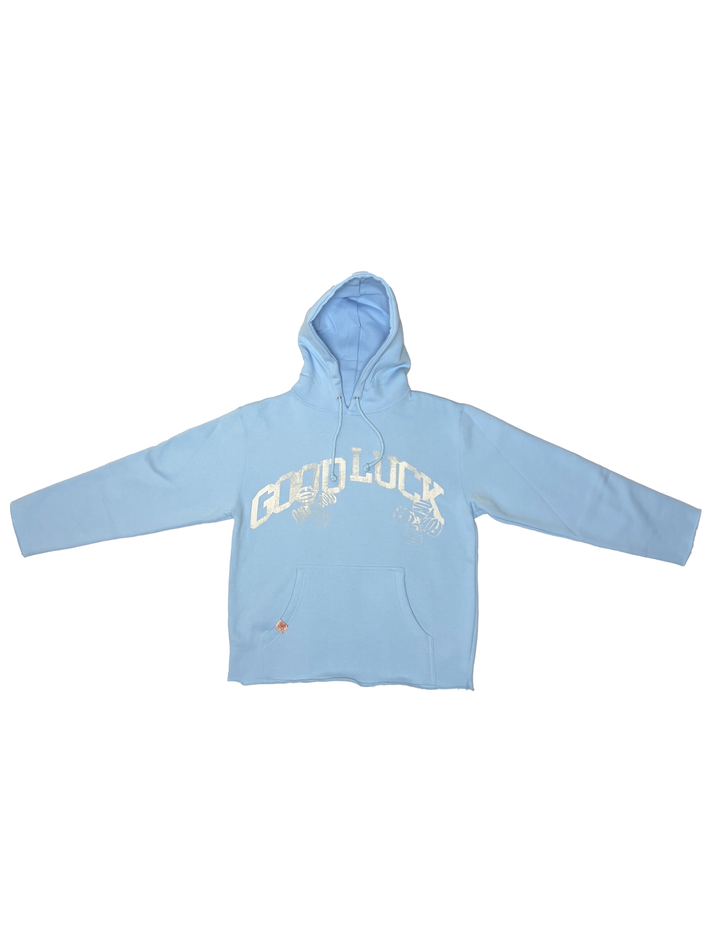 unhemmed arch hoodie / baby blue