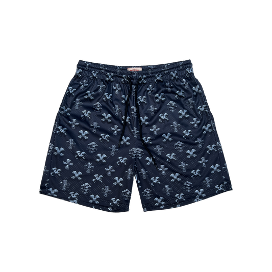 monogram print mesh shorts / chrome