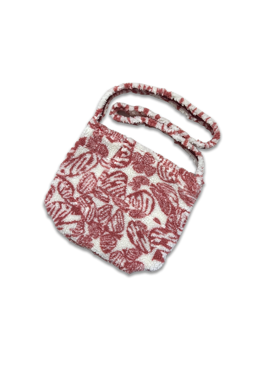 signature print deep pile sherpa fleece tote bag