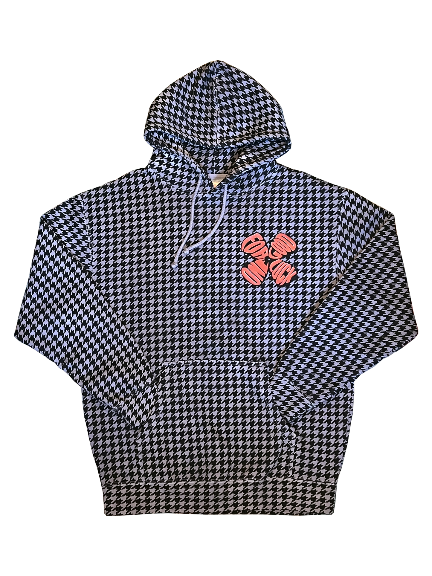 printed logo hoodie / grey hounds tooth