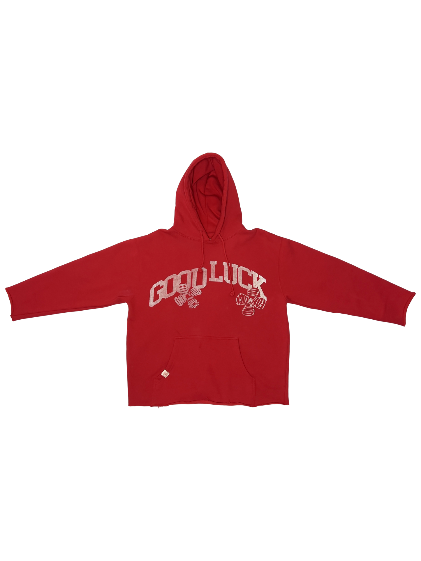 unhemmed arch hoodie / red