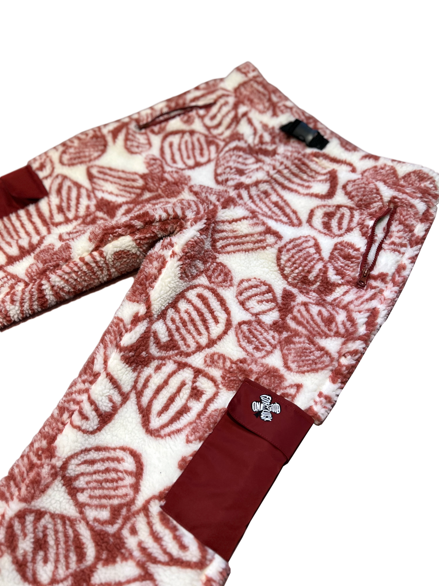 signature print deep pile sherpa fleece pants