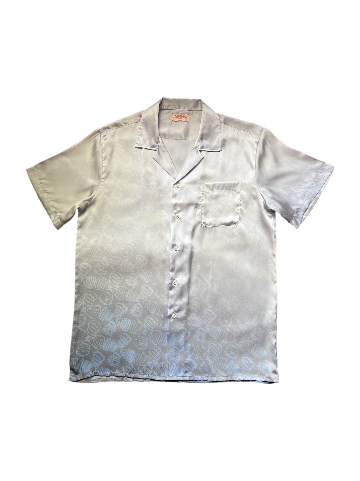 gradient monogram short sleeve button up / crème