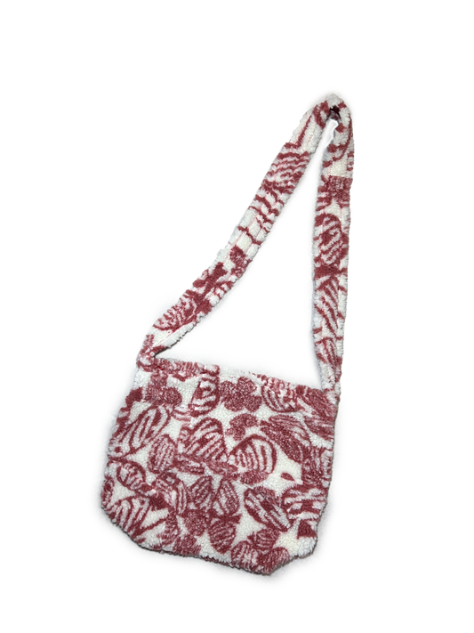 signature print deep pile sherpa fleece tote bag