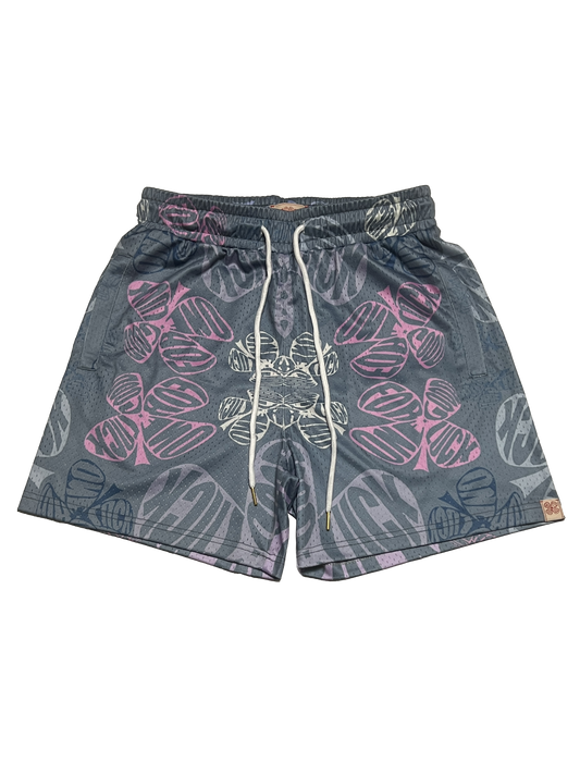 signature print mesh shorts / blueberry