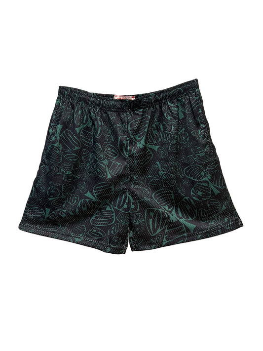 signature print mesh shorts / green on black - One For Good Luck!