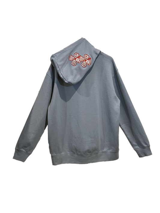 embroidered double logo hoodie / slate