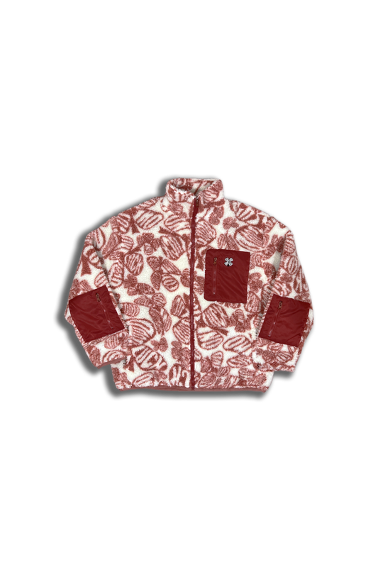 signature print deep pile sherpa fleece zip up